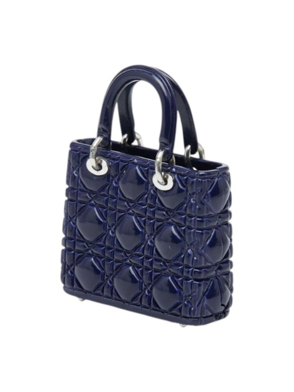 Dior Lady Dior Mirror Charm Navy Blue Metal 1- Handbag - Picture 2 of 6